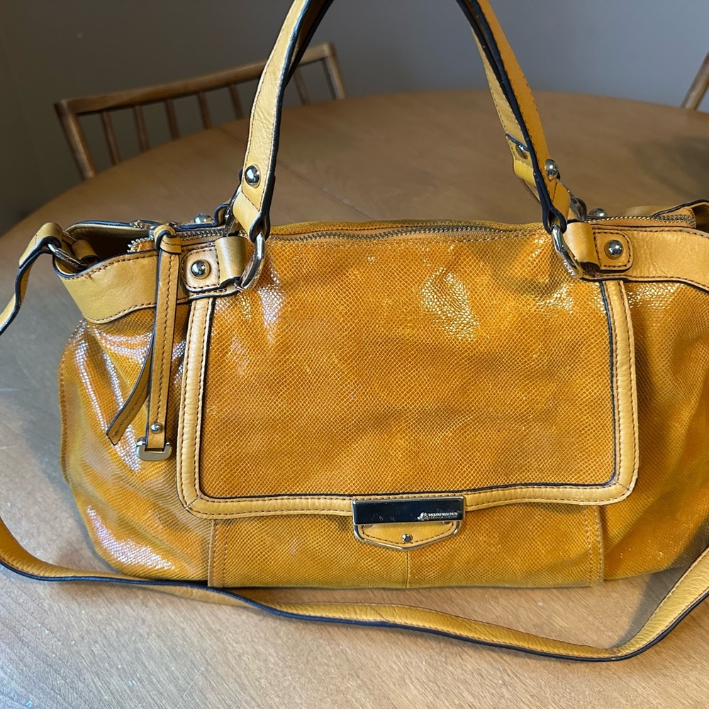 Makorsky Tangerine Peach Leather Women's Two Handle Purse Bag